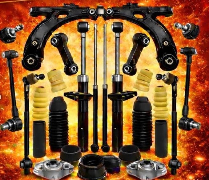 Pièces de suspension et transmission : triangles, amortisseurs, biellettes, coupelles, cardans